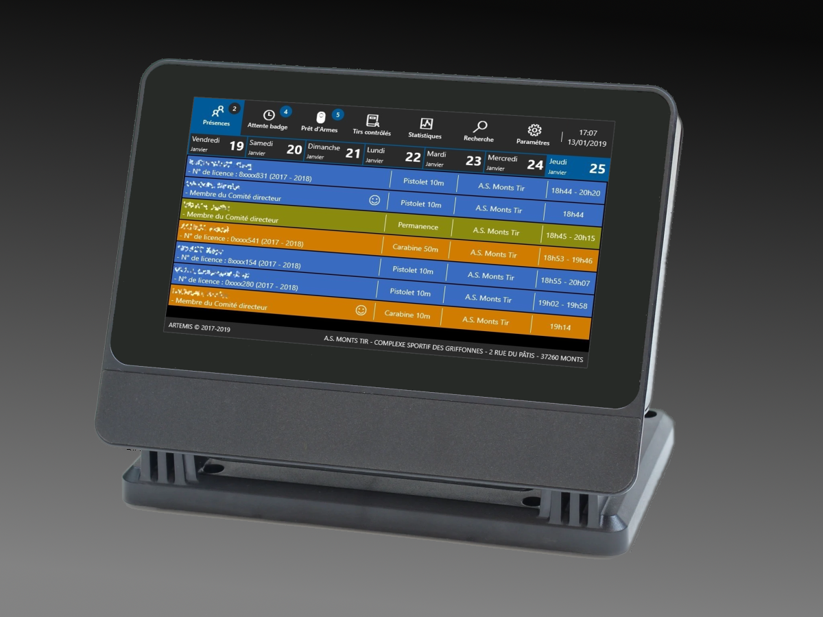 badgeuse pour les clubs de tir sportifs fftir